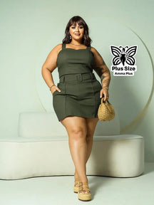Conjunto Regata Com Cinto E Short Alfaiataria Plus Size - Amma Plus