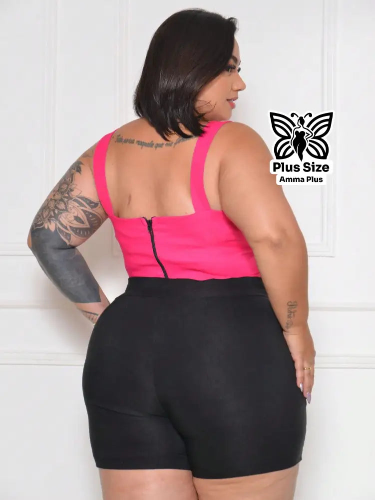 Short Alfaiataria Com Cinto Fivela Forrada Plus Size - Amma Plus