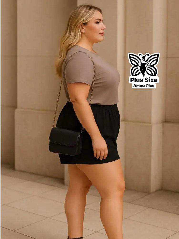 Short Godê Cintura Alta Casual Plus Size - Amma Plus