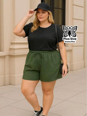 Short Godê Cintura Alta Casual Plus Size - Amma Plus
