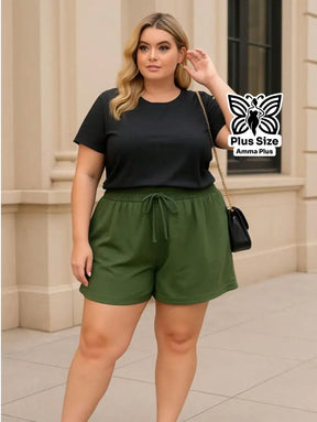 Short Godê Cintura Alta Casual Plus Size - Amma Plus