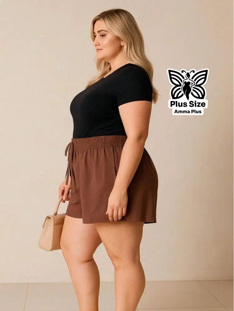 Short Godê Cintura Alta Casual Plus Size - Amma Plus