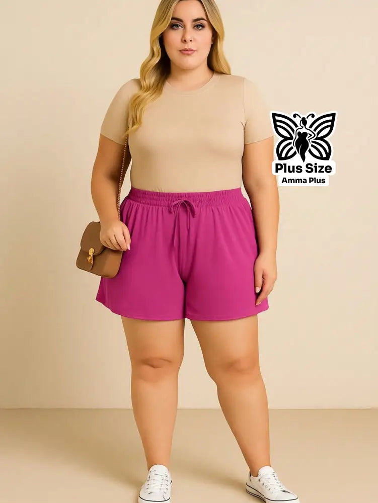 Short Godê Cintura Alta Casual Plus Size - Amma Plus