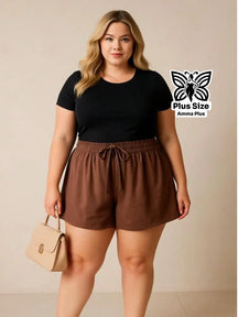 Short Godê Cintura Alta Casual Plus Size - Amma Plus