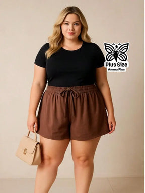 Short Godê Cintura Alta Casual Plus Size - Amma Plus
