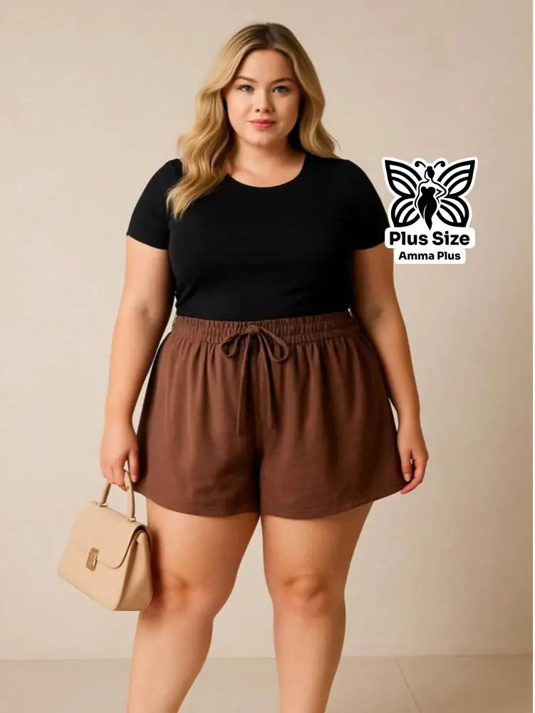 Short Godê Cintura Alta Casual Plus Size - Amma Plus