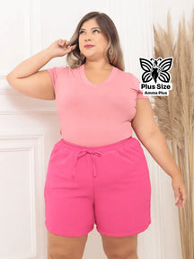 Short Soltinho Cintura Alta Tecido Leve Plus Size - Amma Plus
