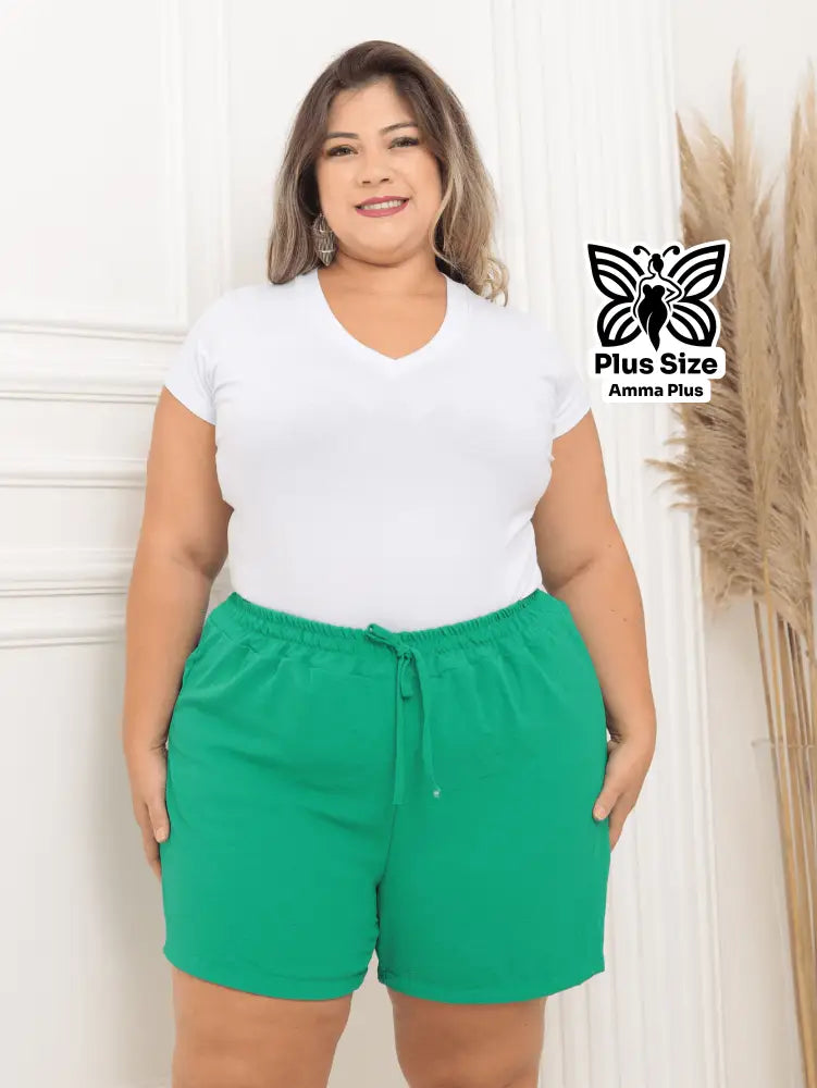Short Soltinho Cintura Alta Tecido Leve Plus Size - Amma Plus
