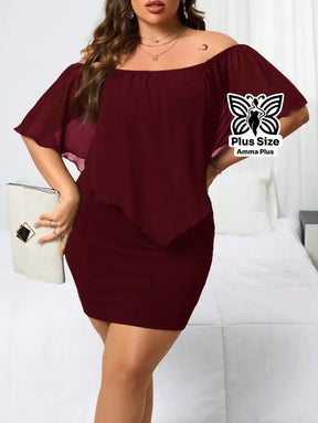 Vestido Curto Ciganinha Soltinho Com Babado Plus Size - Amma Plus