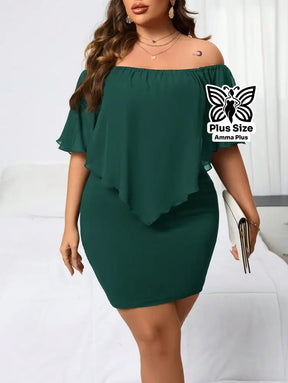 Vestido Curto Ciganinha Soltinho Com Babado Plus Size - Amma Plus