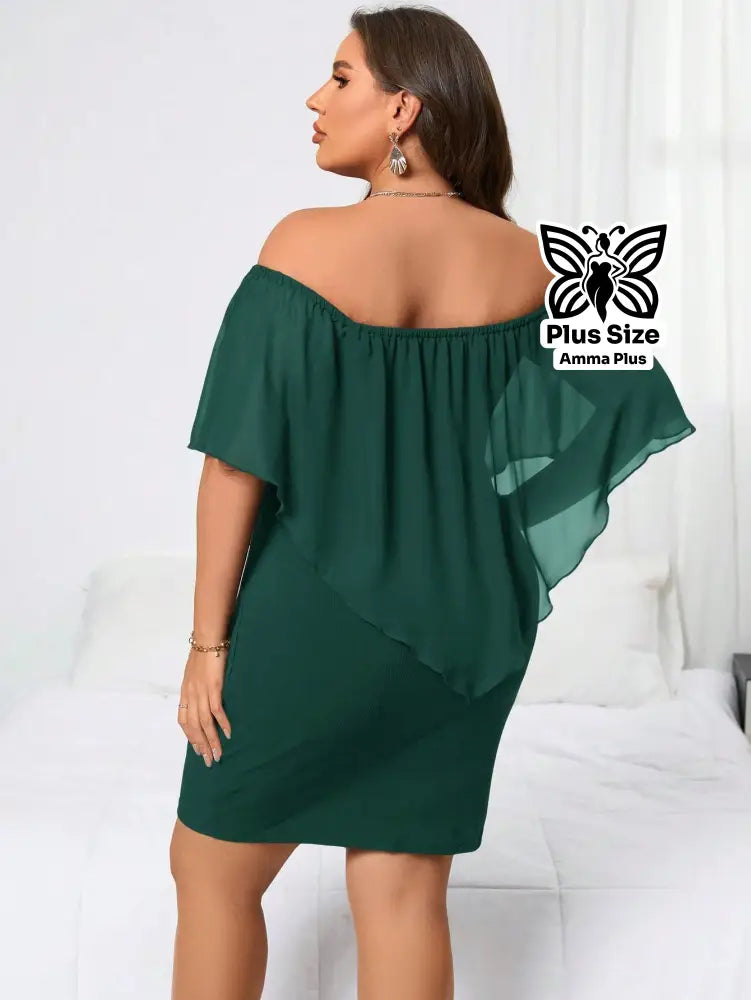 Vestido Curto Ciganinha Soltinho Com Babado Plus Size - Amma Plus