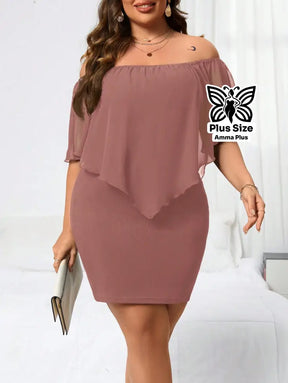 Vestido Curto Ciganinha Soltinho Com Babado Plus Size - Amma Plus