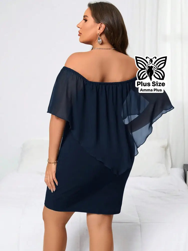 Vestido Curto Ciganinha Soltinho Com Babado Plus Size - Amma Plus