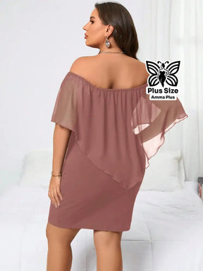 Vestido Curto Ciganinha Soltinho Com Babado Plus Size - Amma Plus