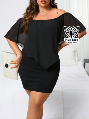 Vestido Curto Ciganinha Soltinho Com Babado Plus Size - Amma Plus