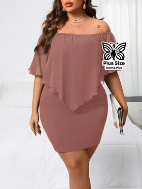 Vestido Curto Ciganinha Soltinho Com Babado Plus Size - Amma Plus