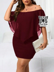 Vestido Curto Ciganinha Soltinho Com Babado Plus Size - Amma Plus